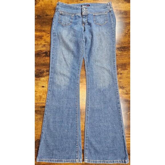 VTG American Eagle Flare Jeans Womens 10 Blue Next Level Stretch Denim 32x33 - Picture 1 of 8